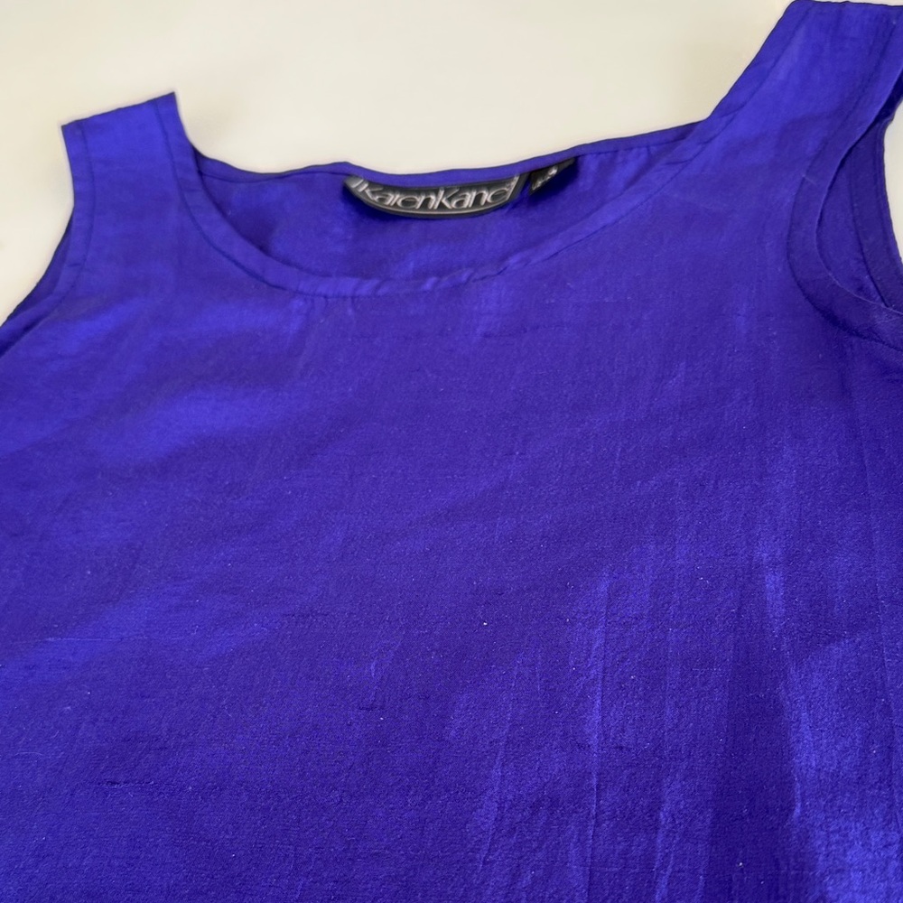 Karen Kane 100% Silk Royal Blue Tank Top Sleeveless Scoop Neck Size 4 27145 - Picture 4 of 10